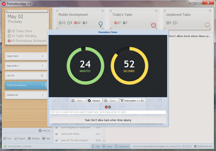 TeamViz (formerly Pomodoro App) 3.2 software screenshot
