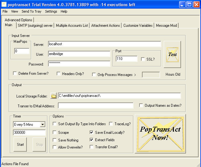 PopTransAct 4.0 software screenshot