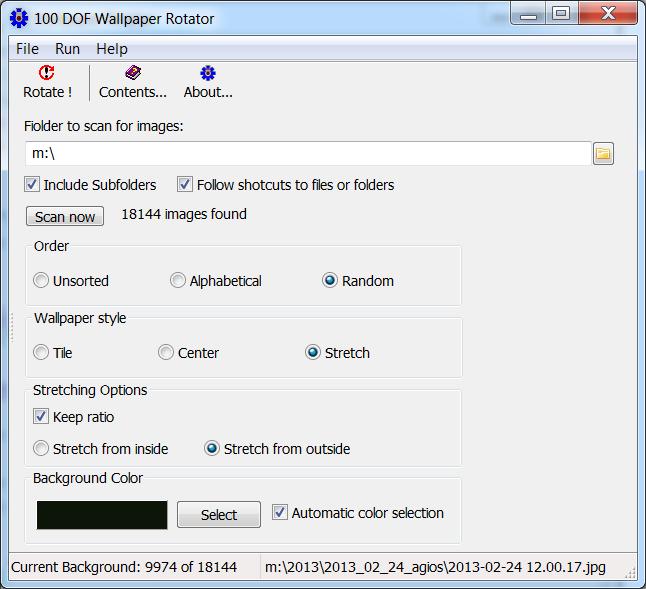 Portable 100dof Wallpaper Rotator 1.6 software screenshot