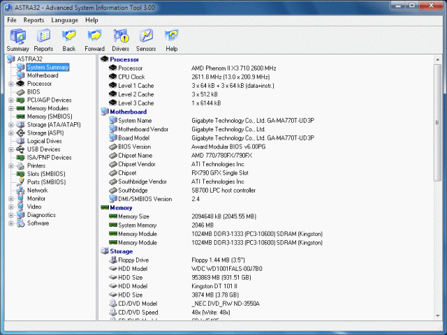 Portable ASTRA32 3.40 software screenshot