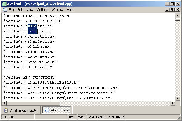 Portable AkelPad 4.9.8 software screenshot