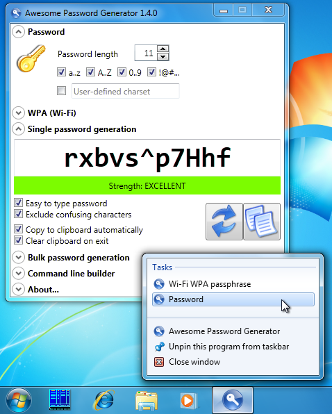 Portable Awesome Password Generator 1.4.0.1451 software screenshot