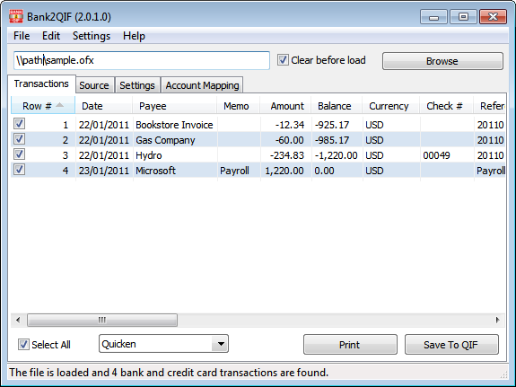 Portable Bank2QIF 2.2.2.7 software screenshot