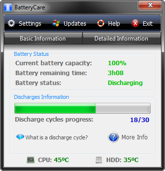 Portable BatteryCare 0.9.29.2 software screenshot