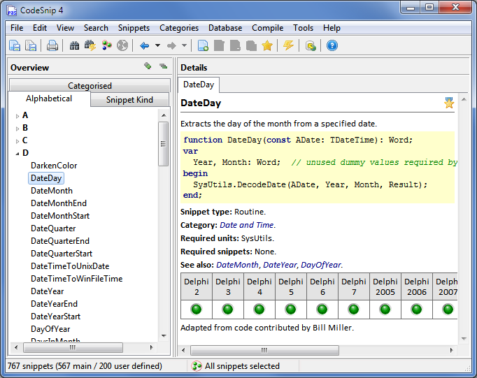 Portable CodeSnip 4.8.7 software screenshot