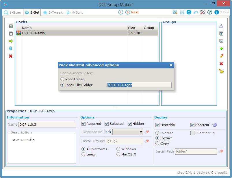 Portable DCP Setup Maker 1.2.1 software screenshot