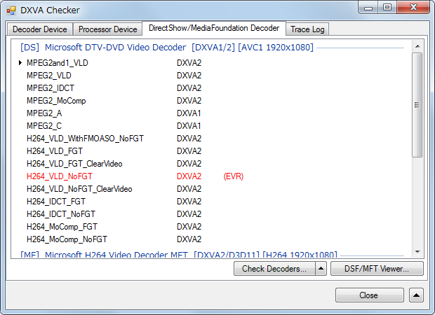 Portable DXVA Checker 3.15.3 software screenshot