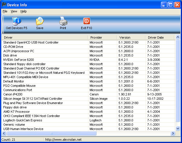 Portable Device Info 1.08 software screenshot