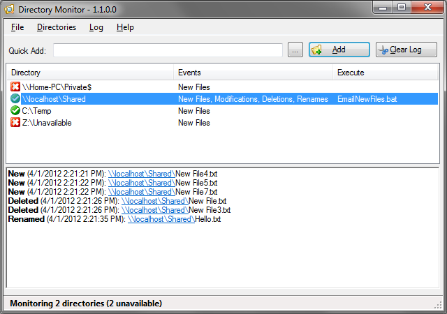 Portable Directory Monitor 2.11.0.0 software screenshot