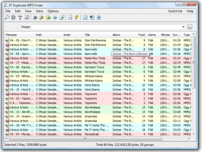 Portable EF Duplicate MP3 Finder 7.10 software screenshot