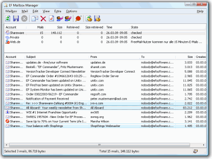 Portable EF Mailbox Manager 9.10 software screenshot
