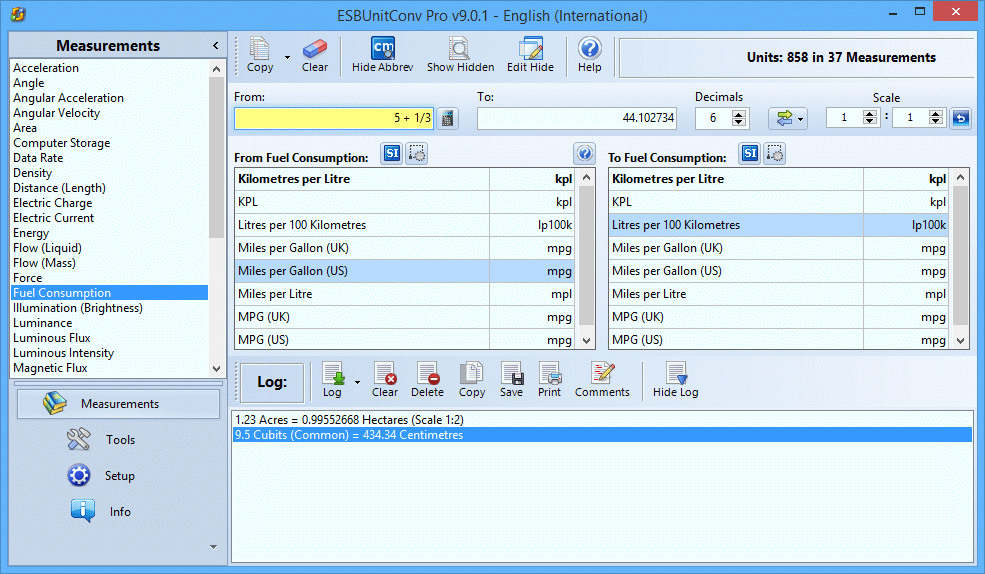 Portable ESBUnitConv Pro 9.0.7 software screenshot