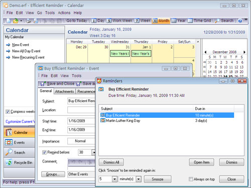 Portable Efficient Reminder 5.22.530 software screenshot