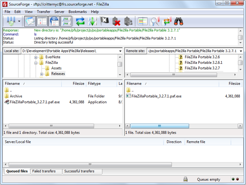 Portable FileZilla 3.25.2 software screenshot