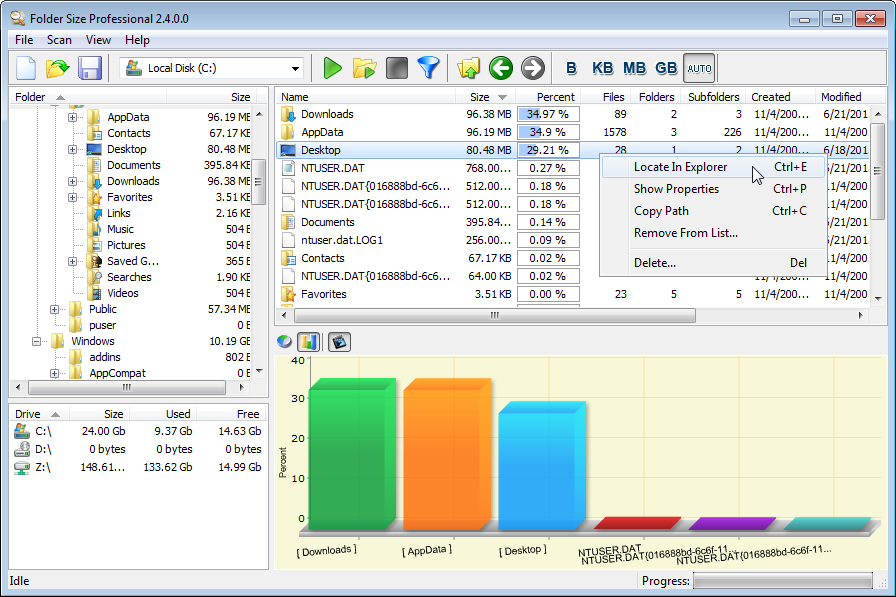 Portable Folder Size 3.4.0.0 software screenshot