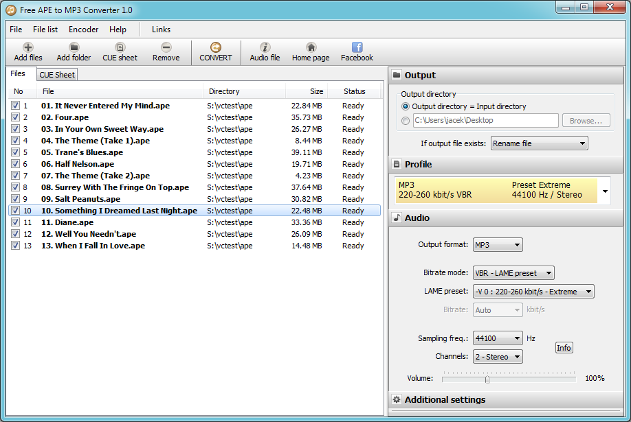 Portable Free APE to MP3 Converter 1.0 software screenshot
