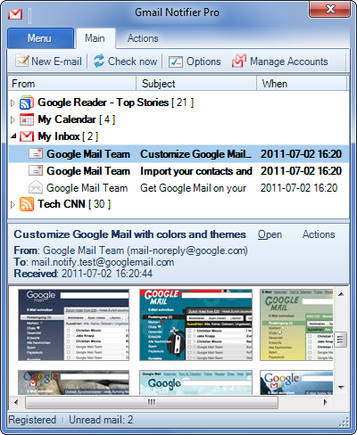 Portable Gmail Notifier Pro 5.3.5 software screenshot