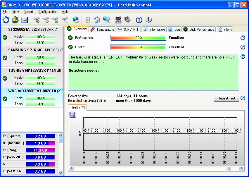 Portable Hard Disk Sentinel Professional 5.01.8557 software screenshot