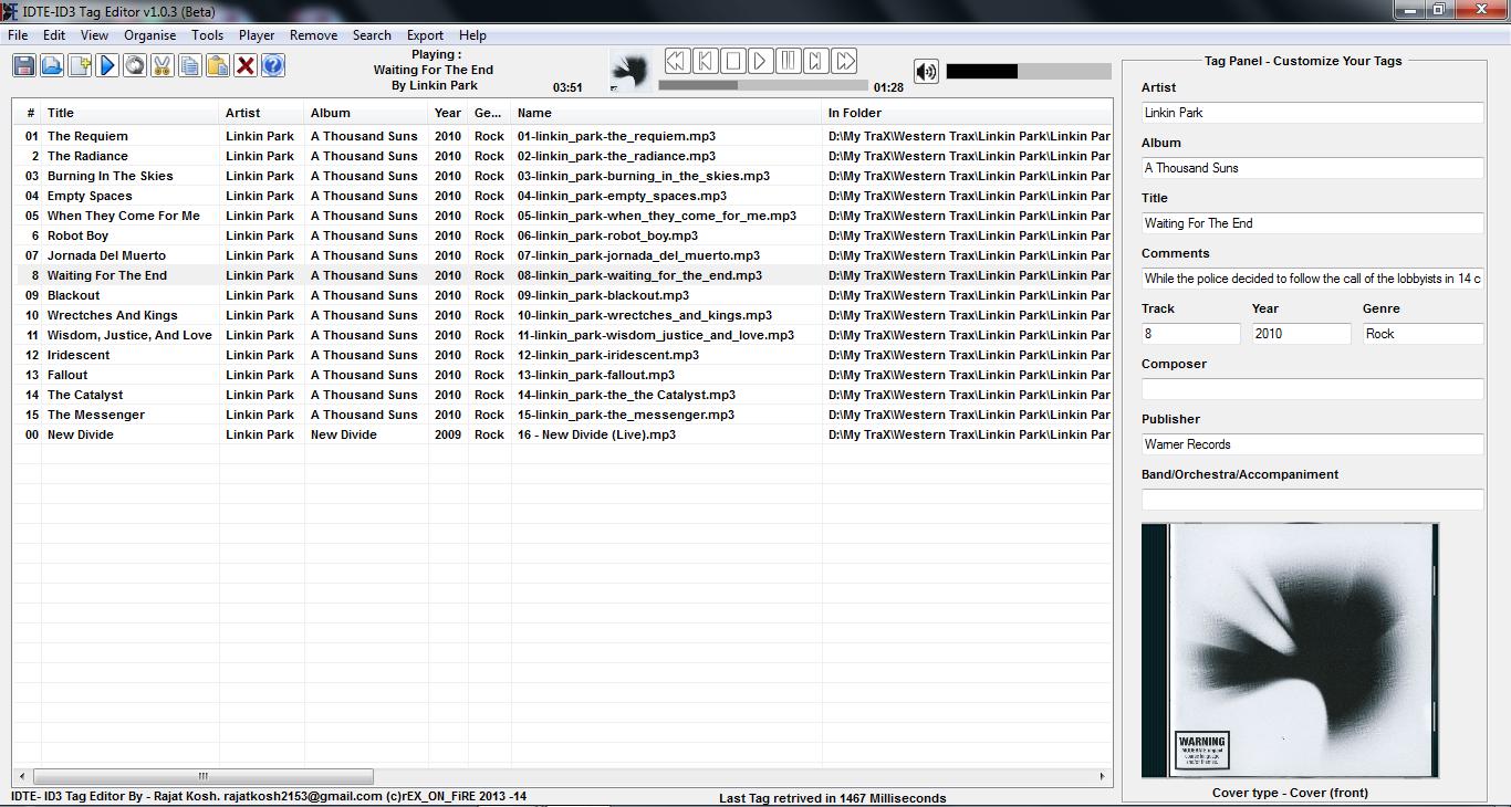 Portable IDTE - ID3 Tag Editor 2.5 software screenshot