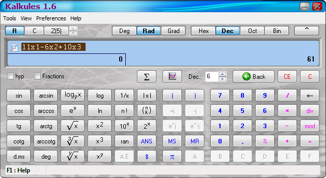 Portable Kalkules 1.8.2.17 software screenshot