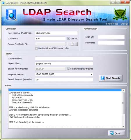 Portable LDAPSearch 4.5 software screenshot