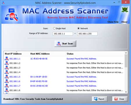 Portable MAC Address Scanner 1.0 software screenshot
