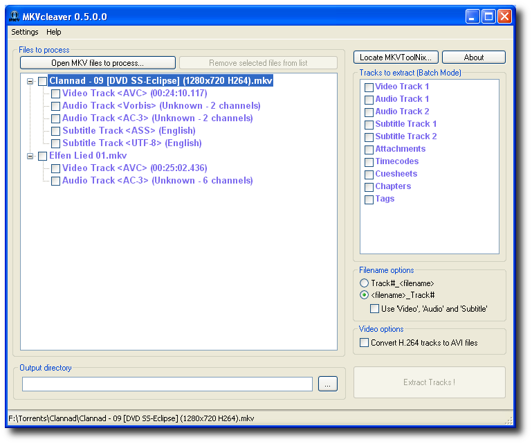 Portable MKVCleaver 0.7.0.2 software screenshot