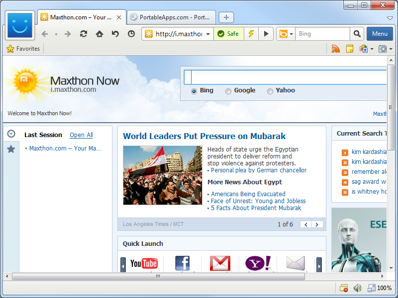 Portable Maxthon Browser 3.5.2.1000 software screenshot