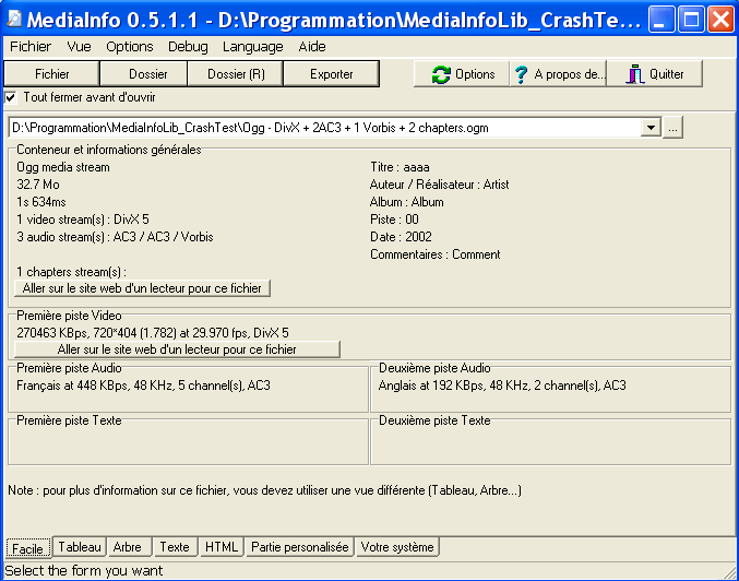 Portable MediaInfo 0.7.94 software screenshot
