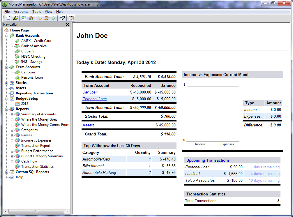 Portable Money Manager Ex 1.3.3 software screenshot