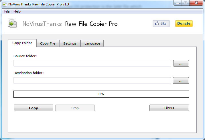 Portable NoVirusThanks Raw File Copier Pro 1.5.0.0 software screenshot