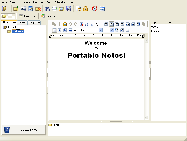 Portable Notes 1.0 software screenshot