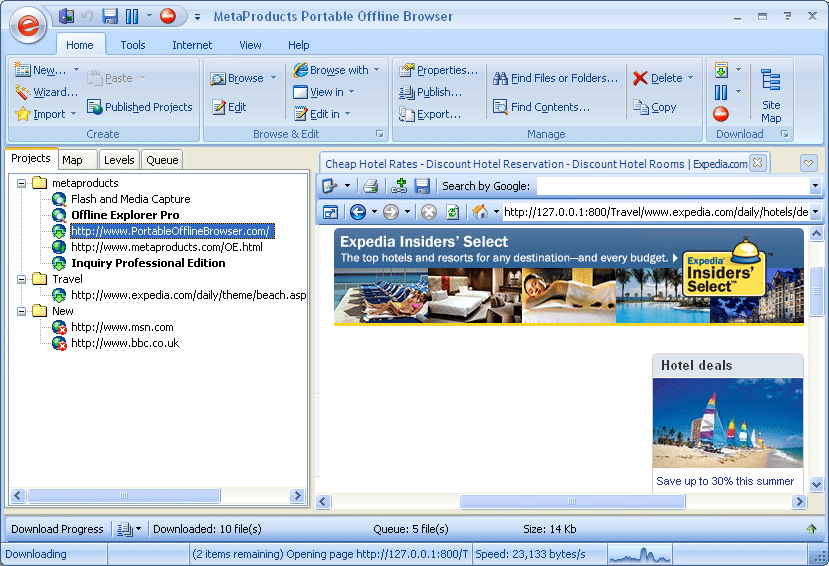 Portable Offline Browser 7.4.4594 SR3 software screenshot