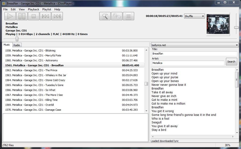 Portable OooPlayer 2.1.2.2212 software screenshot