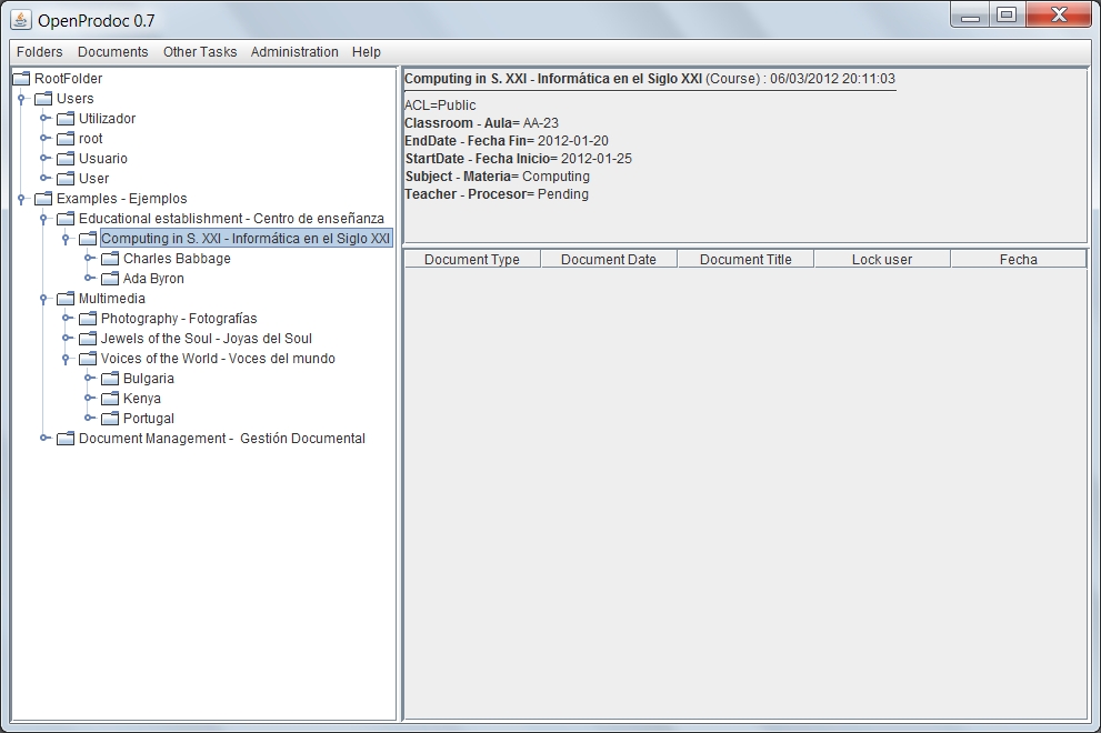 Portable OpenProdoc 1.2.1 software screenshot