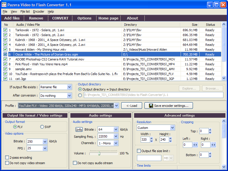 Portable Pazera Free Video to Flash Converter 1.1 software screenshot