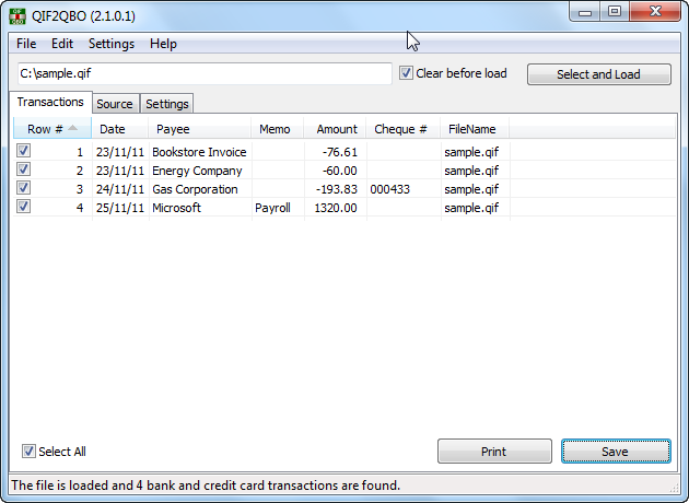 Portable QIF2QBO 3.0.0.4 software screenshot