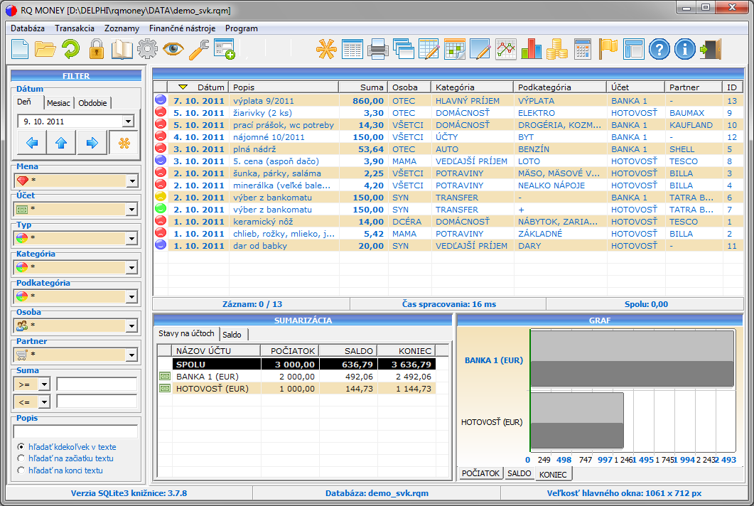 Portable RQ Money 2.4.1 software screenshot