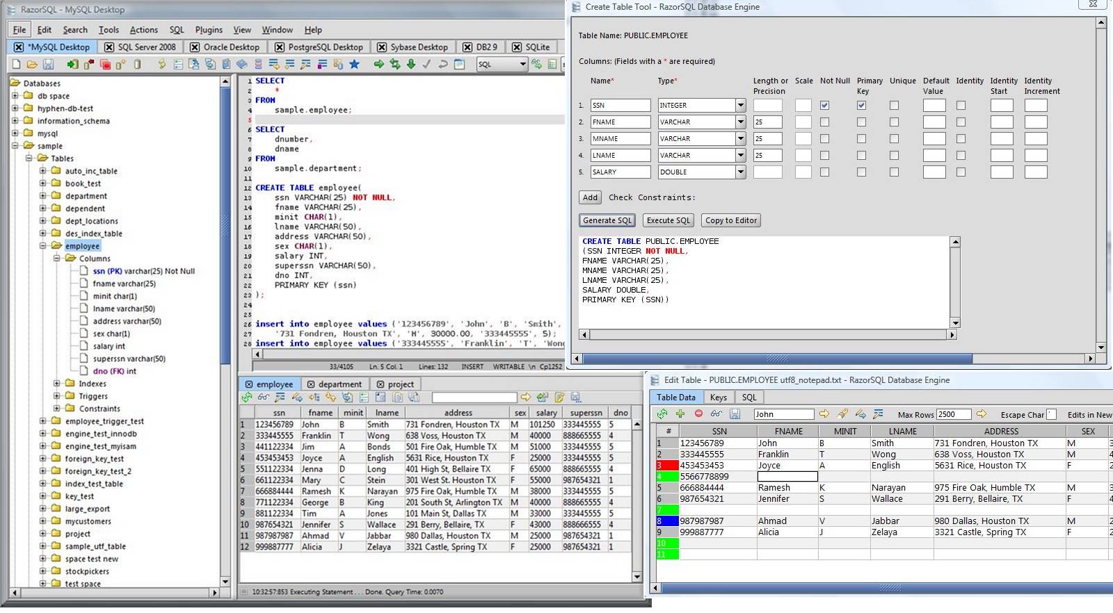 Portable RazorSQL 7.2.6 software screenshot
