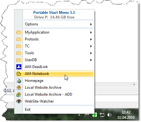 Portable Start Menu 3.5 software screenshot