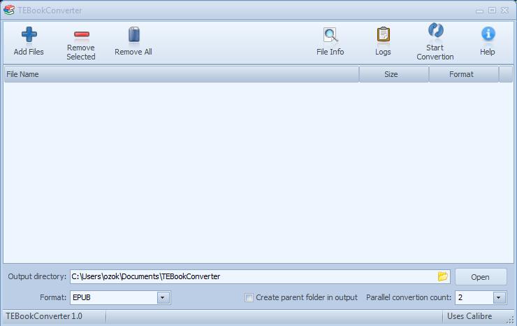 Portable TEBookConverter 1.3 software screenshot