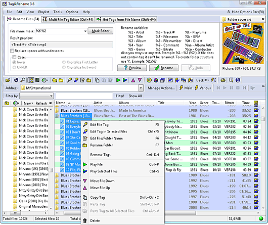 Portable Tag&Rename 3.9.13 software screenshot