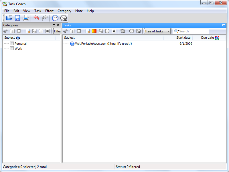 Portable Task Coach 1.4.0 software screenshot