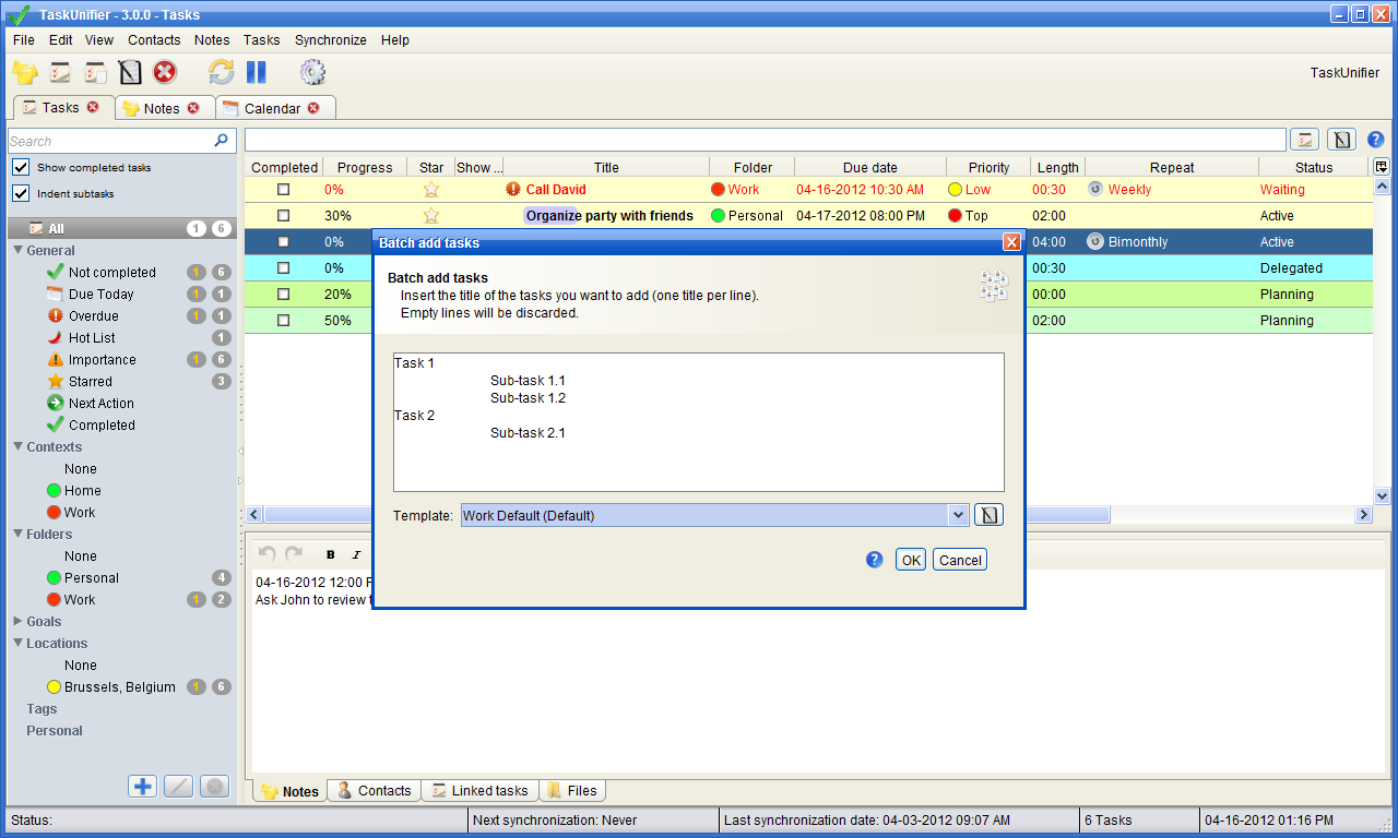 Portable TaskUnifier 4.0.3 software screenshot