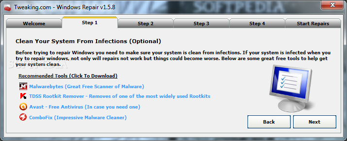 Portable Windows Repair 3.9.34 software screenshot