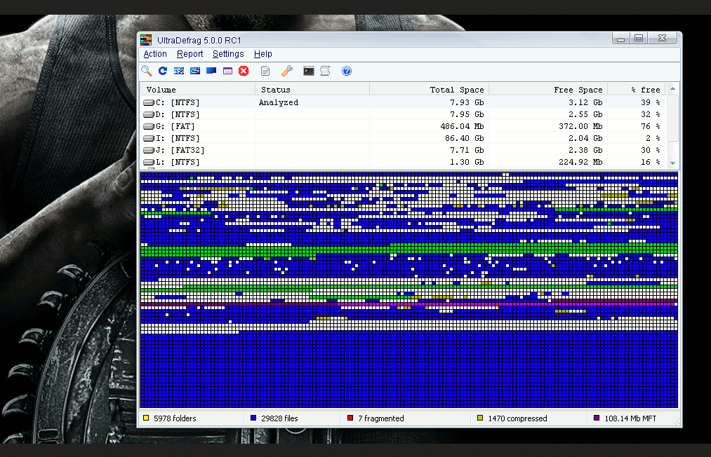 Portable UltraDefrag 7.0.1 software screenshot