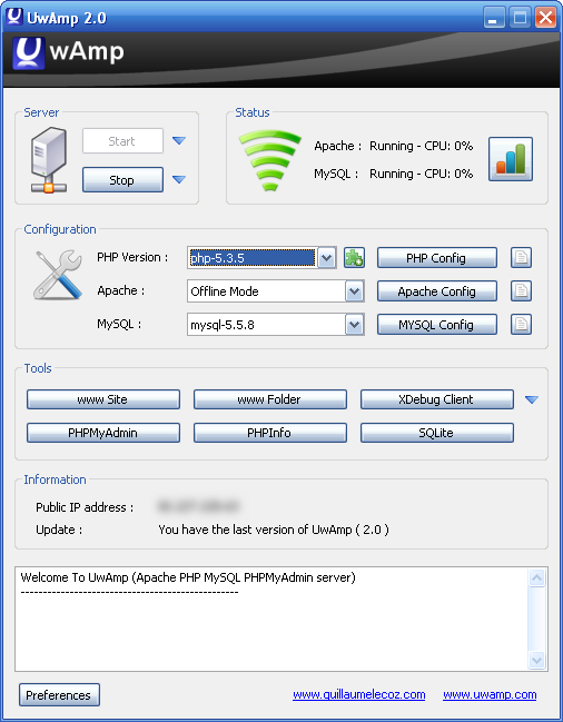Portable UwAmp 3.1.0 software screenshot