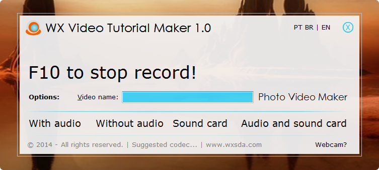Portable WX Video Tutorial Maker 1.0 software screenshot