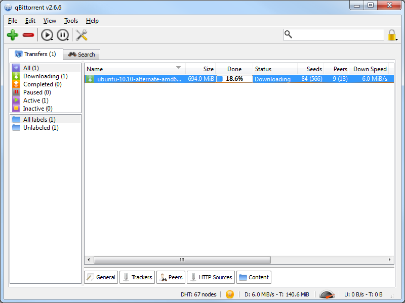 Portable qBittorrent 3.3.12 software screenshot