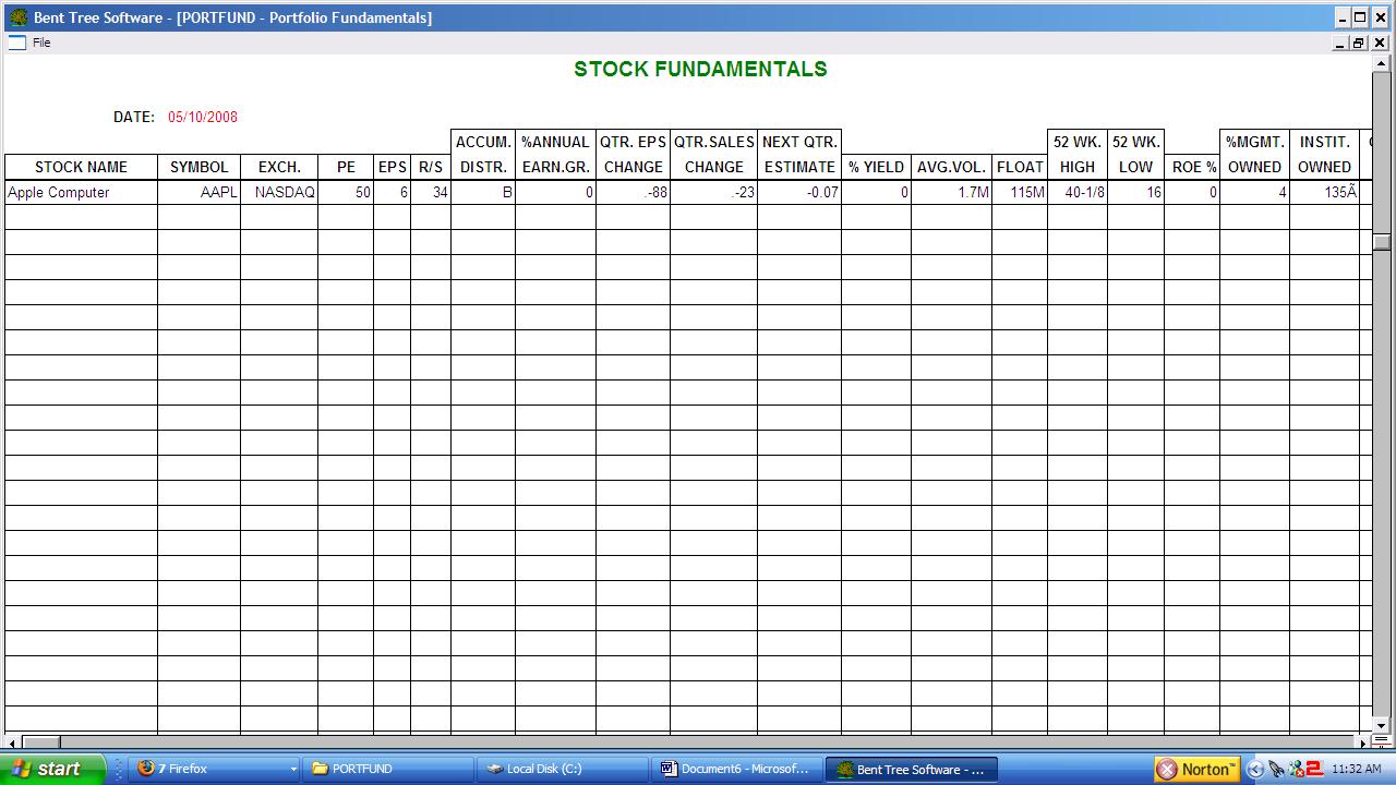 Portfolio Fundamentals+ 1.2 software screenshot